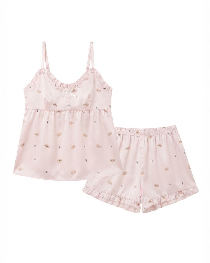 PIJAMA DE SEDA, color ROSA CLARO